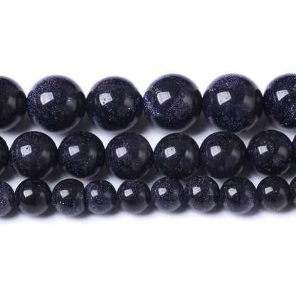 60PCS 6MM Natural Blue Sand Stone Beads Energy Healing Beads for DIY Jewelry Bracelet Necklace Making for Jewelry Making15Inch