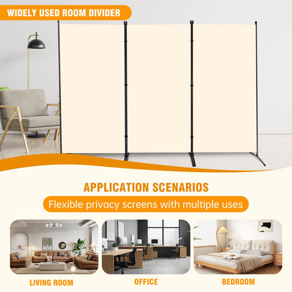 3 Panel Folding Privacy Screens, Portable Room Divider Panel, 6Ft Beige