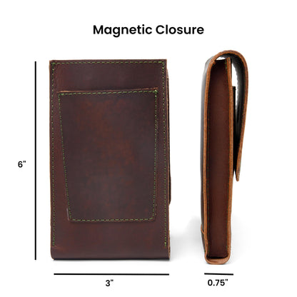 Havee Havanos Three Slot Cigar Case with Cutter Slot and Magnetic Closure - Handmade Genuine Leather Portable Cigar Accessory for Storage and Travel - Brown