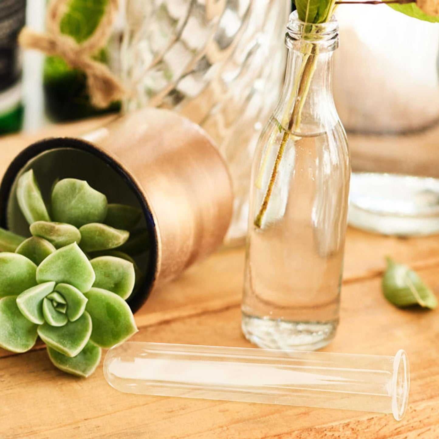 Yardwe 5pcs Hydroponic Glass Propagation Tubes Small Floral Test Tube Vases 2.5x3x15cm Glass Hanging Containers for Small Terrarium Plants Home Décor