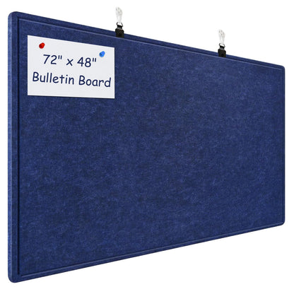 Large Bulletin Board - 72 x 48 Inches, Large Felt Board Decorative Pin Board for Wall, Foldable Photo Board, Lightweight Durable Pin Board for Home, Office, School, Classroom, Kitchen (Dark Blue)