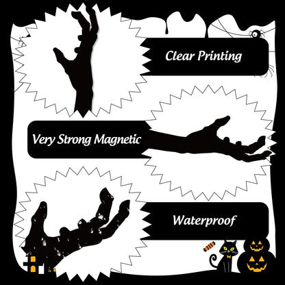 JarThenaAMCS 22 Pcs Halloween Garage Magnets Decoration Black Spider Web Hand Garage Door Decals Magnetic Refrigerator Stickers for Halloween Holiday Party Home Car