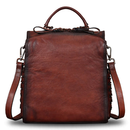 Genuine Leather Backpack for Women Convertible Satchel Rucksack Casual Crossbody Daypack Shoulder Bag Handbag Purse Medium