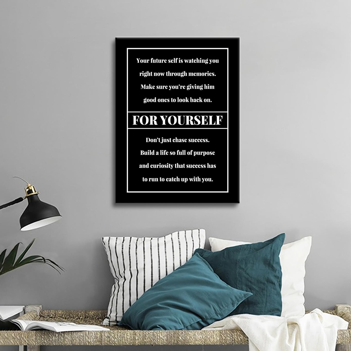 Motivational Canvas Wall Art For Yourself Entrepreneur Quotes Poster Print Inspirational Pictures Painting for Office Class Room School Wall Decoration Stretched and Framed [18''Wx24''H]