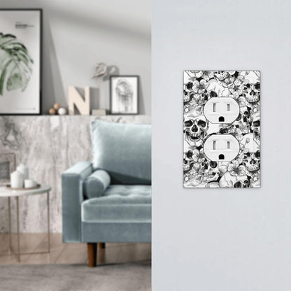Gothic Skull Floral Skeleton Decorative 1 Gang Receptacle Outlet Cover Electrical Duplex Wall Plate Single Duplex Wall Plate Light Switch Cover