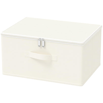 GUOHNHE Storage Bins with Zipper, Cube Organizer Basket with Lid, Collapsible Stackable Closet Boxes, for Home and Bedroom, 1 Pack, Beige, 11.8 x 7.9 x 6.3 In, XSNY16BES-1