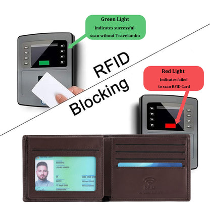 Travelambo Genuine Leather Wallet for Men with Gift Box - Handmade Bifold Stylish - Mens Wallets Rfid Blocking with 2 ID Windows