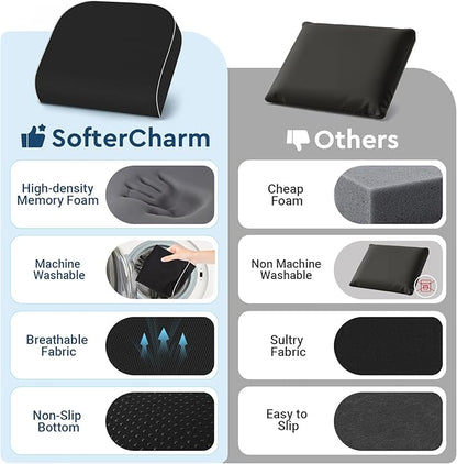 Seat Cushion, Memory Foam Office Chair Cushions for Long Sitting Hours, Chair Pad for Sciatica, Coccyx, Tailbone, Hip Pain & Pressure Relief, Office, Home,Car Seats,Airplane, Black/X-Large