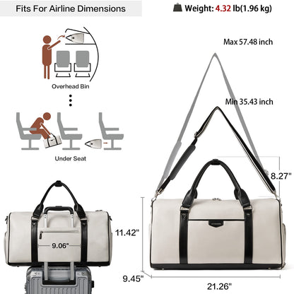 BOSTANTEN Weekender Bags for Women Leather Duffle Large Travel Bag Carry On Duffel with Shoe Compartment