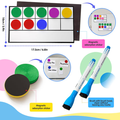 TOMMYHOME Magnetic Ten Frame Set of 74 PCS,Kindergarten Math Classroom Must Have counters,Educational Math Game Toys Suitable for Kids 5-7. (Circular)