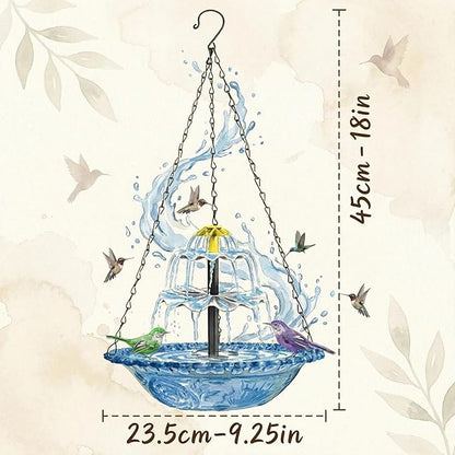 Hanging Solar Bird Bath Fountain, Solar Powered Cascading Outdoor Water Fountain, Hanging Bird Bath with Flowing Water, Decorative Garden Yard Patio Bird Bath Fountain