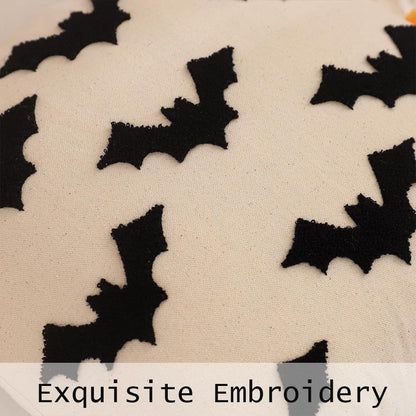 Tosleo Halloween Throw Pillow Covers 20x20 inch Set of 2 Black 3D Bats Embroidery Pillow Cases Thanksgiving Holiday Cushions Covers Home Party Fall Decor Pillowcases Cushion Covers for Sofa Bed Couch