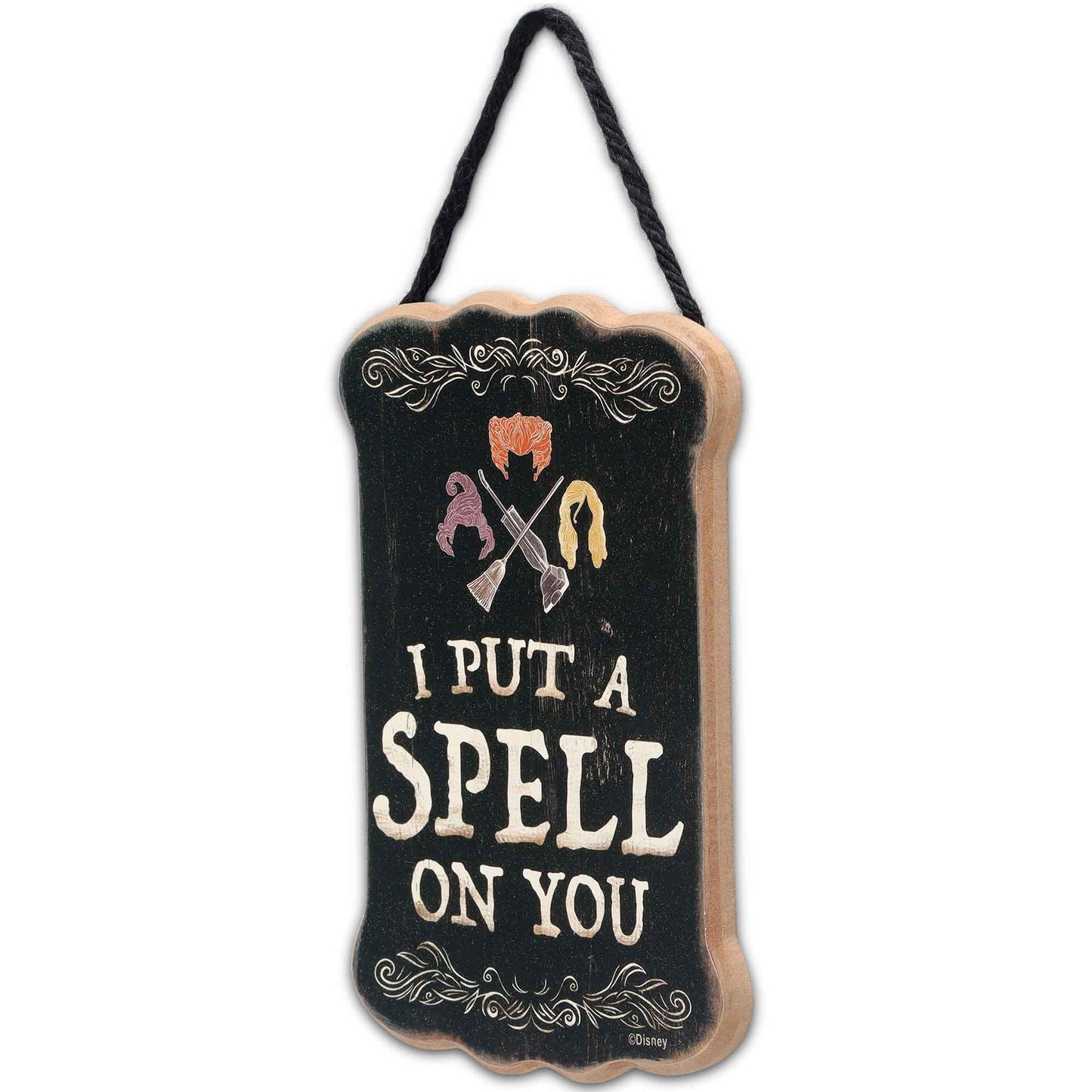 Disney Hocus Pocus I Put a Spell On You Hanging Wood Wall Decor - Spooky Sanderson Sisters Sign for Halloween Decorating