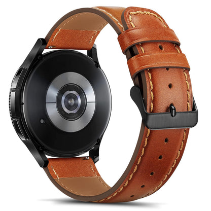 Tasikar Leather Bands Compatible with Samsung Galaxy Watch 47mm 7/6/5/4 Band/Watch 6 Classic 43mm 47mm/Watch 5 Pro Band, Genuine Leather Strap for Galaxy Watch 4 Classic/Watch 3, Classic Brown