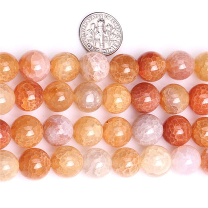 8mm Natural Crackled Agate Beads Round Gemstone Loose Beads for Jewelry Making (47-50pcs/strand)