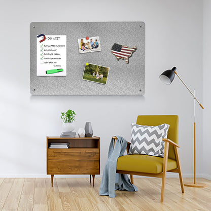 Magnetic Board,17.1" x 11.8" Magnet Display,for Magnets and Bulletin Board,Suitable for Wall, Refrigerator, Compartment, Cabinet etc,Comes with Dual Lock Tape for Easy Hanging (silver1