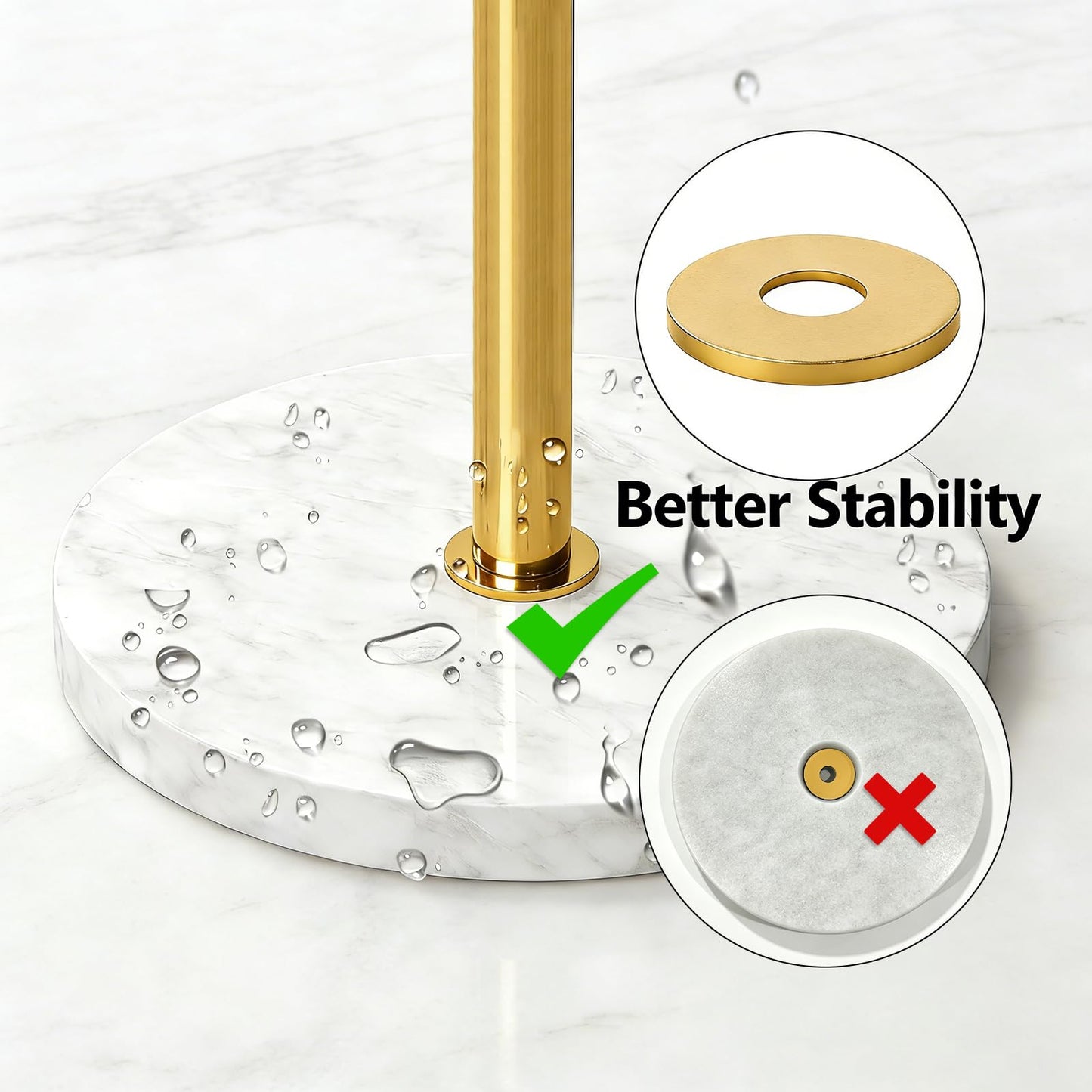 Gypie Gold Mug Holder Tree with Marble Base, 8 Hooks Coffee Cups Holder Stand, New Upgrad Stable Removable Mug Rack for Kitchen Cafe