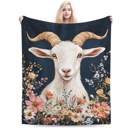 Mecowcm Cute Goat Blanket Farmhouse Sheep Goat Fleece Throw Blankets Fuzzy Plush Super Soft Cozy Warm Goats Decor Blanket Gifts for Boys Girls Kids Adult Men Women 40"x50"