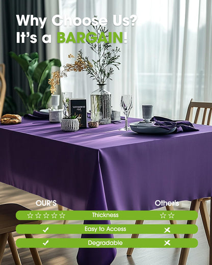 Pureegg Plastic Table Cloth Disposable 20 Pack, 54 x 108 Inch Table Cloths, Graduation Decorations Class of 2026, Graduation Party Tablecloths, Rectangle, Plastic Cover, Leakproof & Sturdy, Purple
