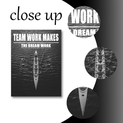 Motivational Canvas Wall Art Team Work Makes the Dream Work Print Poster Successful Entrepreneur Quotes Picture Painting for Office Class Room School Wall Decoration Stretched and Framed [18''Wx24''H]