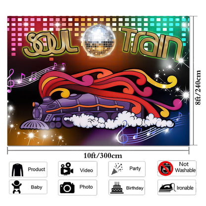 Qian 10x8FT 70's and 80's Disco Dancing Prom Party Decor Photo Background 70's Theme Photography Backdrop Neon Glow Photo Background Studio Props Banner