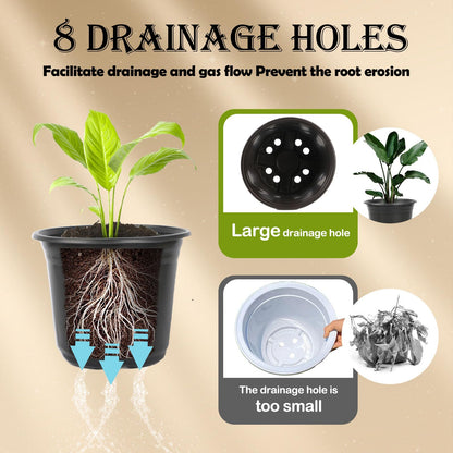 TAQIXI 100 Packs 4 5 6 Inch Nursery Pots, Plastic Nursery Pots for Plants with Drainage Holes, Seed Starting Garden Pots of Flower Plant Container for Succulents, Transplanting (100, 5 Inch)