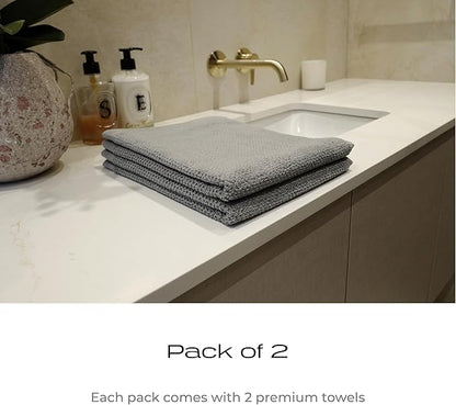 Luxury Silver-Infused Gray Hand Towels 2-Pack, 23.6"x17.7"