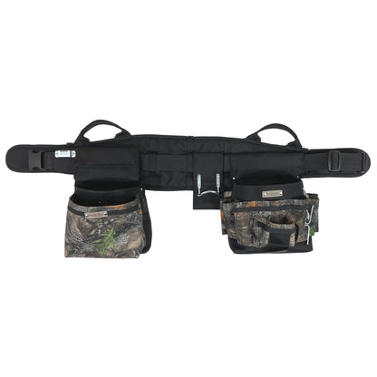 BOULDER BAG Ultimate Electrician's MAX Combo with Comfort Back Support Tool Belt, Quick Release Buckle, Heavy Duty Tool Belt, Camo - Backwoods, (Medium 28-32 Inch Waist), Made in USA
