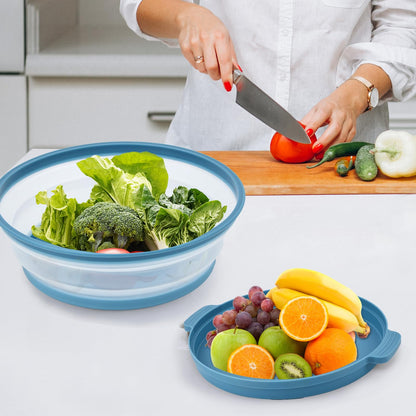 Microwave Splatter Cover for Food with Anti-scald Base Plate,Large Plastic & Silicone Vented Avoid Scalding Collapsible Guard Lid, Plate Holder & Kitchen Colander for Meal Prep-10.7 Inch (gray)
