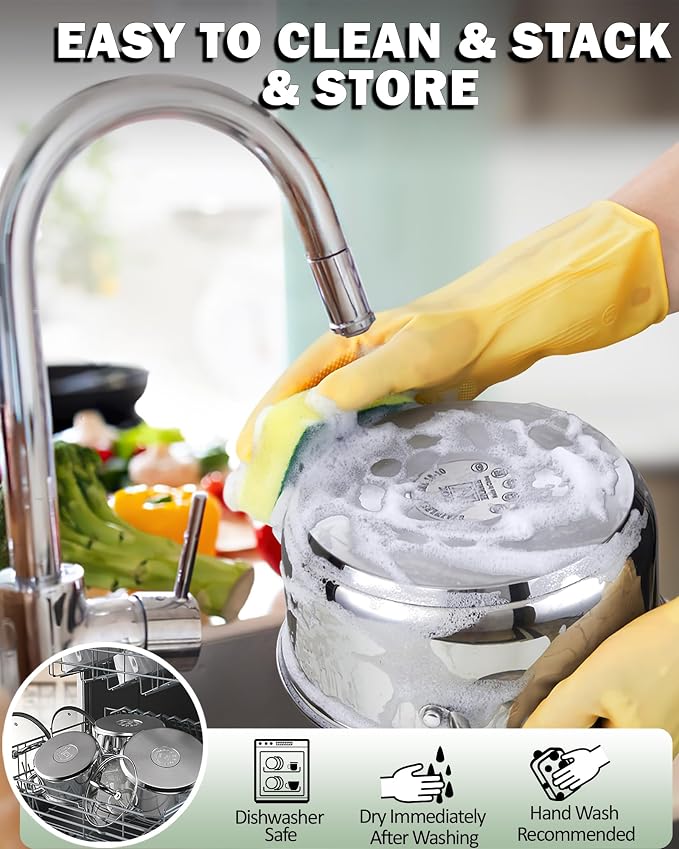 Cook N Home Basics 16 Quart Stainless Steel Stock Pot with Lid, Cooking Pot for Pasta, Soup, Stay-Cool Silicone Handle, Stockpot with Even Heating, Oven Safe, Cookware for Canning, Boiling, Simmer