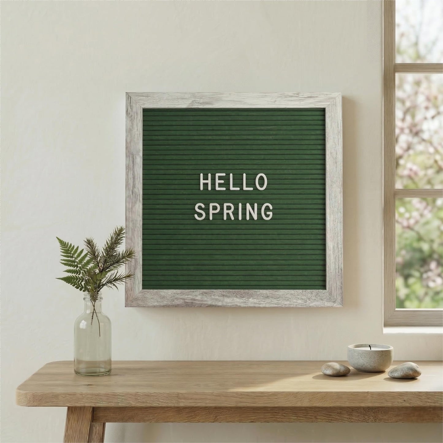 Rustic 10x10 Felt Message Sign with 336 Letters, Numbers & Symbols – Changeable Display for Classroom, Office or Home Decor – Green by Crystal Lemon