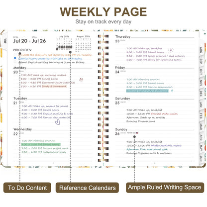 Planner 2026-2027, Weekly and Monthly Academic Planner, July 2026 - June 2027, Hardcover Calendar Agenda Book for School Year Planning, School Supplies for Teacher and Student, A5(6.3'' x 8.5'')