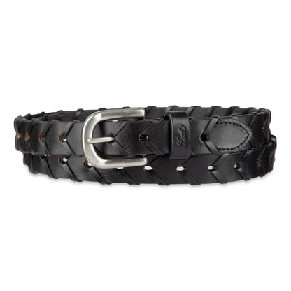 Levi's Women's Fully Adjustable Skinny Leather Braid Belt, Black, Small
