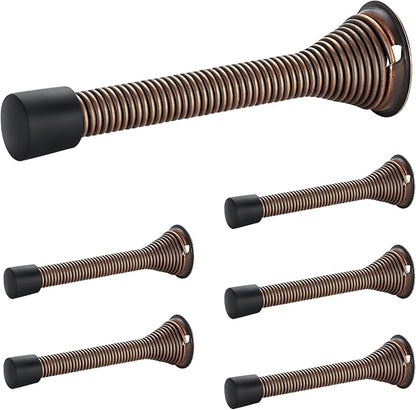 Ravinte Door Stoppers, 6 Pack Spring Door Stops with Rubber Bumper, Oil Rubbed Bronze Door Stoppers for Bottom of Door