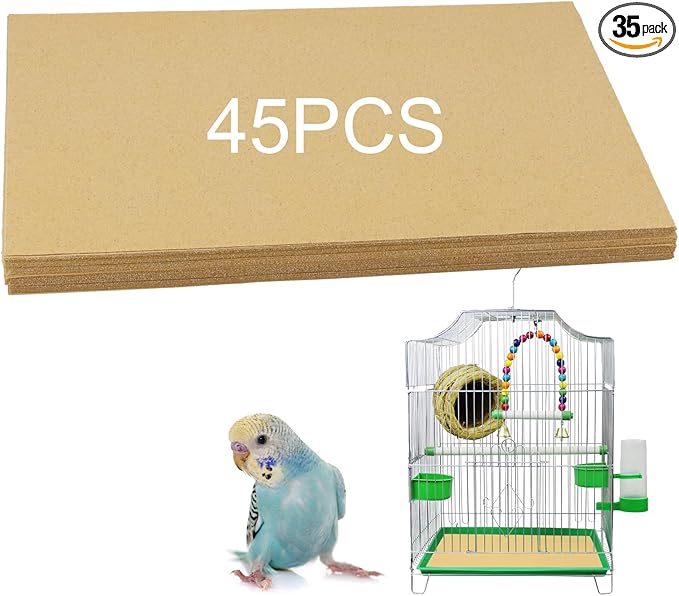 35 Pcs Gravel Liner Paper for Bird Cage, 11 x 17 Inch Bird Cage Liner Paper Bedding Calcium Paper Special Pet Bedding Accessories for Pet Parrot Bird Cage in Sea Sand