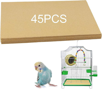 45 Pcs Bird cage Liner Paper, 11 x 17 inch Gravel Liner Paper for Bird Cage, Parrot Cage Sandpapers Cushion Pad Birdcage Liner Bedding Calcium Paper Special for Bird Cage in Sea Sand
