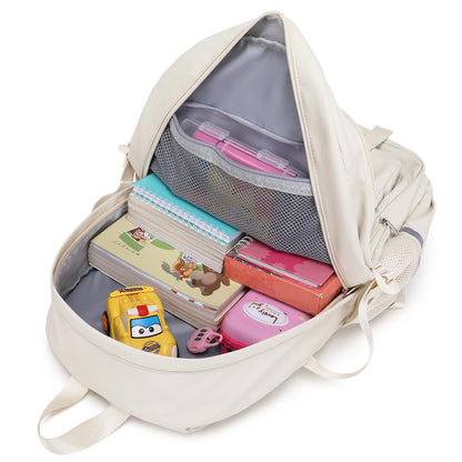 abshoo School Backpack for Girls Bookbag with Lunch Bag Teen Girls School Bag Travel Daypack (Beige)