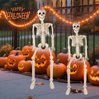 2 Pack 36" Halloween Skeleton, 3 ft Human Skeleton Full Body Posable Joints Plastic Skeleton for Halloween Decoration, Yard Patio Lawn Garden Skeleton Spooky Party Decoration Indoor Outdoor