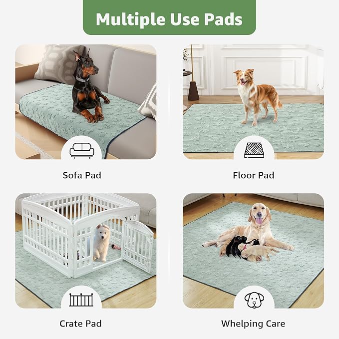 LOOBANI Washable Pee Pads for Dogs: 2 Pack Super Absorbent Reusable Puppy Pads, Leakproof and Waterproof Dog Training Pads Whelping Pads for Potty, Floor, Crate, Couch Bed and Travel, 18"x24"