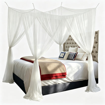 Vawolecy Mosquito Net Bed Canopy for Full Queen King Size Bed,4 Corner Canopy Gothic Bed Curtains,Bug Net for Camping Patio, Halloween Decoration