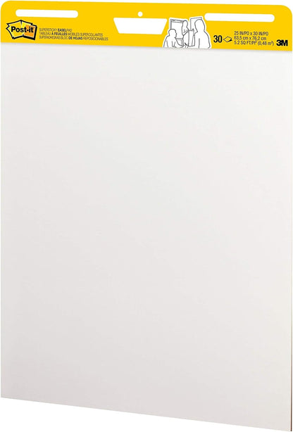 Post-it Super Sticky Easel Pad 25 in x 30 in White 30 Sheets/Pad 2 Pad/Pack Large White Premium Self Stick Flip Chart Paper Super Sticking Power (559)