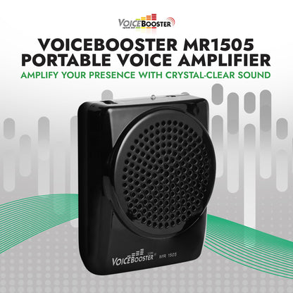 VoiceBooster Portable Voice Amplifier for Teachers - 12W Rechargeable Portable Speaker & MP3 Player with Wearable Microphone Headset for Classroom, Tour Guide, Elderly, Public Speaking - MR1505