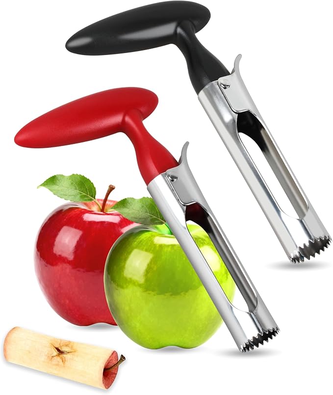 Apple Corer Remover - Apple Corer Tool, 304 Stainless steel, serrated blade, used for Coring apples, Red & Black Set of 2