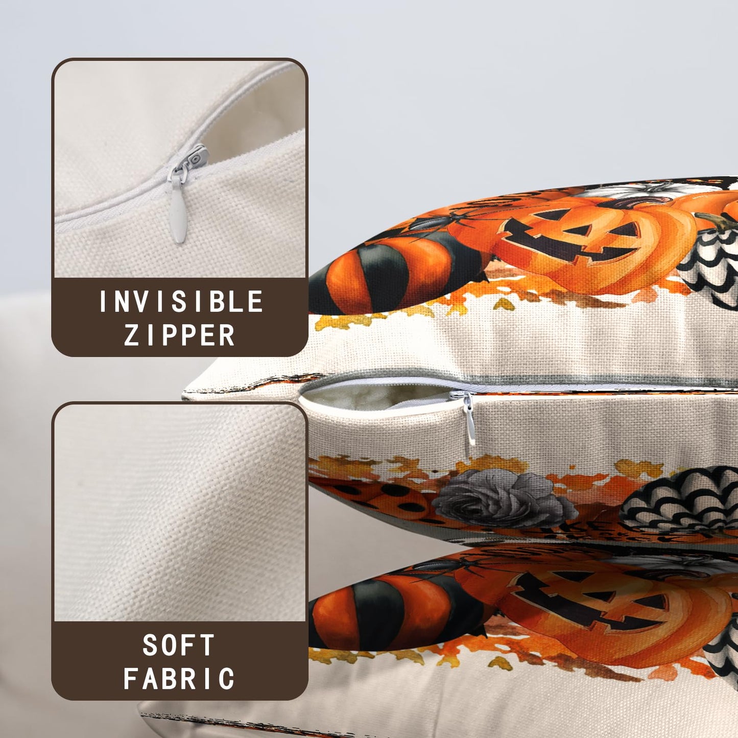 Wnoesat Halloween Outdoor Pillow Covers 18x18 Set of 2 Black Cat Pumpkin Moon Bat Throw Pillow Cases Ghost Spooky Boo Dog Skull Pillowcase Fall Holiday Decor for Home Sofa Couch