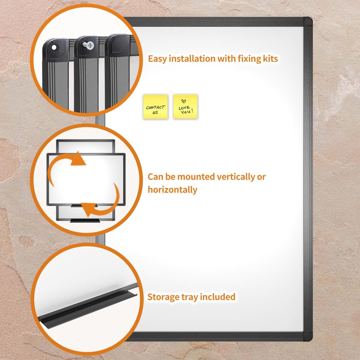 VIZ-PRO Magnetic Whiteboard/Dry Erase Board with Black Aluminium Frame, 48 X 24 Inches, Includes 1 Eraser & 2 Markers & 4 Magnets