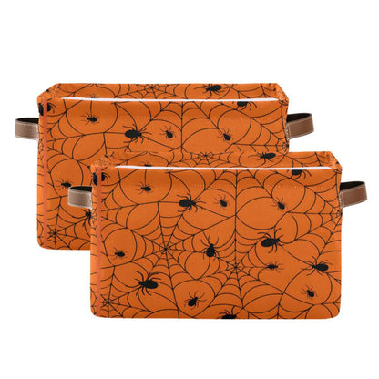 ALAZA Halloween Spiderweb Orange Foldable Storage Box Storage Basket Organizer Bins with Handles for Shelf Closet Living Room Bedroom Home Office 1 Pack