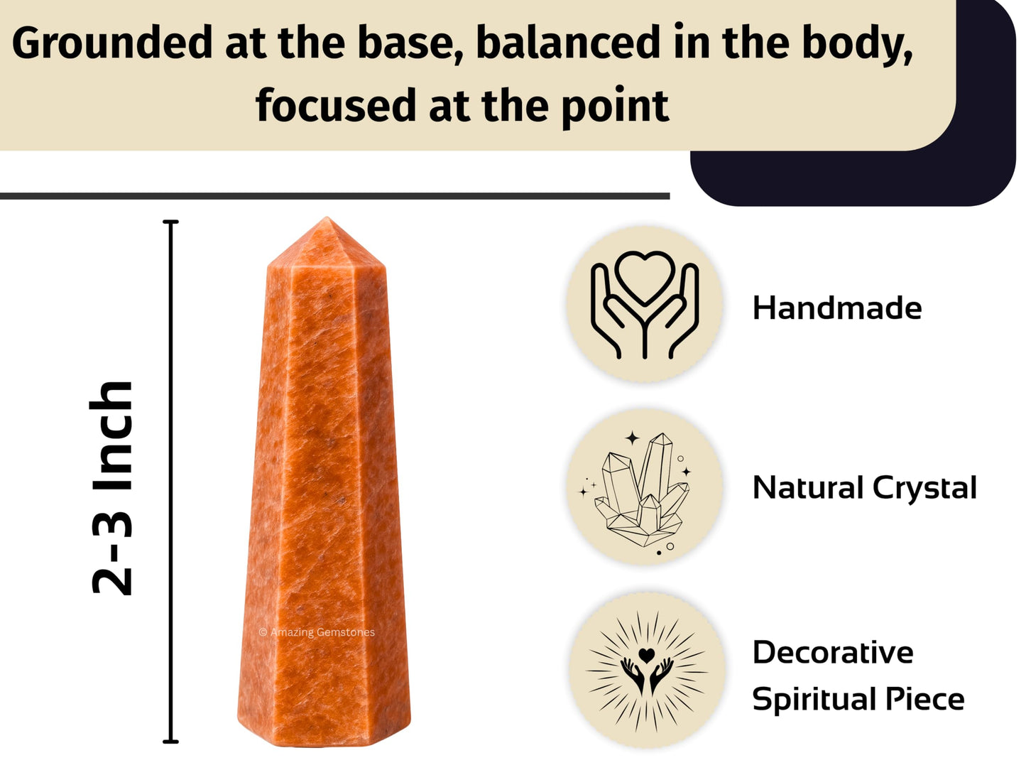 Amazing Gemstone Peach Moonstone Crystal Towers - Natural Healing Crystal Point Obelisk for Reiki Healing and Crystal Grid (2" to 3" INCH)