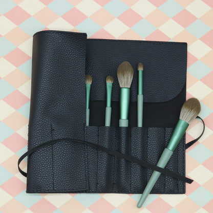 Bird&Fish Makeup Brush Case Travel, makeup brush bag，makeup brush silicone case roll up bag,Rolling Bag Storage Case PU Leather,Holder Organizer Brushes Pouch Cosmetic Bag for Travel(Black)