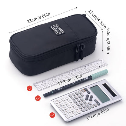 CICIMELON Durable Pen Pencil Case for School Supplies, High Capacity Pencil Bag Pouch Organizer for Teen Girls Boys Adults, Black