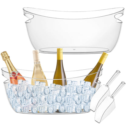2 PCS Clear Ice Bucket Set - 5L Ice Buckets for Parties with Ice Bucket Scoop, Champagne Beer Tub Wine Beverage Bucket for Cocktail Bar, Parties, and Events
